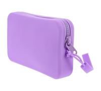 Amosfun Borsa Cosmetica in Silicone Cerniera, Astuccio Portatile Rettangolare per Trucchi e Documenti, Custodia Compatta Viola per Viaggio e Organizzazione Personale