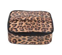Amosfun Borsa Cosmetica Portatile Leopardata in Pu, Organizer da Viaggio Multifunzione per Trucchi e Articoli da Toeletta, Accessorio Compatto per Casa e Spostamenti