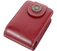 Amosfun Borsa Cosmetica Portatile Porta Rossetto con Specchio Mini Astuccio Compatto per Viaggio Escursioni e Uso Quotidiano, Porta Rossetto da Borsa con Chiusura a Bottone Colore Rosso