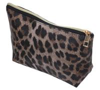Amosfun Borsa per Cosmetici Leopardata da Viaggio Cerniera, Pochette Porta Trucco Compatta per Donna, Organizer Portatile per Cosmetici e Accessori Personali