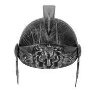 Amosfun Cappello del cavaliere medievale cappello da soldato decorativo Celmetto di guerrieri romani elmo in costume greco Costume da soldato romano per adulto elmo antico plastica Argento
