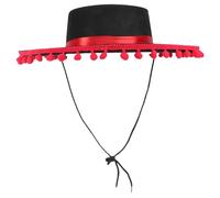 Amosfun Cappello Spagnolo in Feltro, Cappello da Festa, da Ballo, per Uomini e Donne (Nero e Rosso)