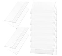 Amosfun Cartellini Porta-Nome Trasparenti da Tavolo in Plastica 10 Pezzi, Porta Segnaposto Bifacciale 12x6 Cm per Ufficio, Conferenze e Buffet, Porta Etichette da Scrivania per Riunioni