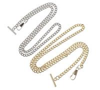 Amosfun Catena per Orologio da Taschino in Metallo Barra a T Set 2 Pezzi Colore Bronzo e Argento Clip Resistente per Abbigliamento Casual o Formale Uomo