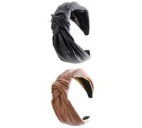 Amosfun Cerchietti per Chioma Donna in Pu Finemente Lavorati Nodo, 2 Pezzi Fasce per Chioma Comode per Skincare e Notte