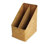 Amosfun Cestino Portadocumenti Cestino Dei File Portariviste Intrecciato Pattumiera in Rattan Cesto Di Articoli Vari in Vimini Porta Libri Stretto Cesto Di Giornali Giornale Cannuccia