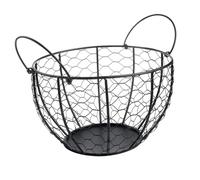 Amosfun Cesto Porta Frutta e Uova in Ferro Nero, Cestino Multiuso per Cucina e Casa, Design Resistente e Facile da Riporre, per Frutta e Verdura