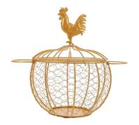 Amosfun Cesto Portauova in Metallo Dorato con Doppia Maniglia e Design Rete Contenitore Multifunzionale per Uova Frutta e Snack Organizer Rustico per Cucina e Dispensa