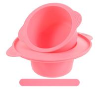Amosfun Ciotola per Maschera in Silicone 400 Ml Pieghevole Rosa con Raschietto, Scaldacera Resistente Alte Temperature per Depilazione Professionale e Fai da Te Riutilizzabile
