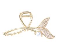 Amosfun Clip per Chioma a Coda di Pesce in Lega Oro Leggera e Comoda, Fermaglio Elegante Perla per Feste e Occasioni Speciali