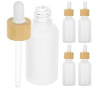 Amosfun Contagocce in Vetro da 30ml Ermetiche per Olio Essenziale e Miscele Set da 5 Bottiglie con Tappo in Bambù Perfette per Uso da Viaggio e All'aperto
