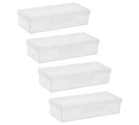 Amosfun Contenitore Porta Cotton Fioc Coperchio Trasparente 4 Pezzi Dispenser Portatile per Viaggio e Bagno Organizer Compatto Design per Prelievo Singolo