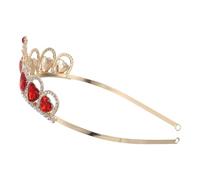 Amosfun Coroncina da Sposa a Forma di Cuore Strass e Acrilico Rosso, Elegante e Brillante, Accessorio Chioma Facile da Indossare per Matrimonio e Anniversario