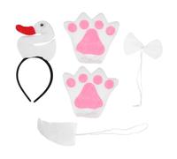 Amosfun Costume Animale Bianco Oca Set Completo con Cerchietto Testa Coda Morbida e Guanti per Performance Feste Halloween e Cosplay