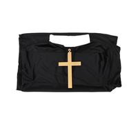 Amosfun Costume da Prete Maschile per Halloween e Feste, Abito Cosplay Adulto Nero in Taglia Unica 170-185 Cm, Abiti da Festa e Travestimento Tema Religioso
