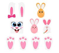 Amosfun Easter Bunny Stickers Set con Egg Bunny Face Stickers per bambini Party