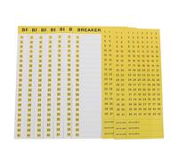 Amosfun Etichette Adesive Numerate Riutilizzabili per Pannelli Interruttori Elettrici, Set da 10 Fogli Gialli Impermeabili per Identificazione Quadro Elettrico e Centri di Carico