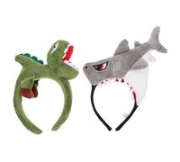 Amosfun Fasce per Chioma a Forma di Squalo e Dinosauro Peluche, Set 2 Pezzi, Decorazioni Festa e Cosplay, Accessori Fotografici Creativi per Ragazze