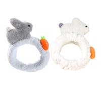 Amosfun Fasce per Chioma da Spa Coniglio in Peluche 2 Pezzi Bianco e Blu Elastiche per Lavaggio Viso Cura della Pelle Ragazze Morbide Flanella Accessori per Chioma