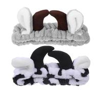 Amosfun Fasce per Chioma Mucca 2 Pezzi Elastico Regolabile in Flanella, Cerchietti per Trucco e Lavaggio Viso, Accessori Spa Donna per Cura della Pelle e Chioma