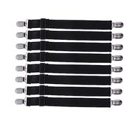 Amosfun Fermagli per Lenzuola Regolabili e Pinze per Lenzuoli Elastiche, Clip per Coprimaterasso Chiusura Resistente, Set da 8 Pezzi Nero, Antiscivolo per Letti e Tende Multifunzionali