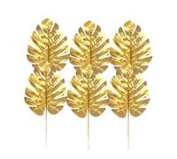 Amosfun Foglie Tropicali Piante Palma Oro Finte Decorative Artificiali per Decorazione Hawaii Festa di Matrimonio 10pcs