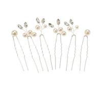 Amosfun Forcine per Chioma Perle 6 Pezzi Copricapo da Sposa in Argento Accessori per Chioma Matrimonio Donna Elegante Design Antiscivolo Adatto a Tutte le Acconciature