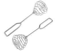 Amosfun Frullatori per Uova in Acciaio Inox 2 Pezzi Manico Quadrato, Mescolatori Domestici Multifunzione per Cucinare e Preparare Impasti, Utensili da Cucina Foro per Riporre e Pulire