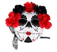 Amosfun Maschera Decorativa Per Feste Di Halloween Maschera Per Il Dei Morti Costume Di Halloween Fascia Per Da Zombi Per Donne Maschera Realistica Da Vecchio Teschio