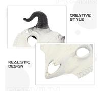 Amosfun Maschera di capra, maschera di teschio di pecora, maschera di carnevale, maschera di animale, corno di animale, per feste di carnevale, bianco