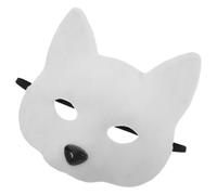 Amosfun Maschera di Volpe Mezza Faccia Bianca per Donna e Ragazze | Design Carnevale e Mascherata, Vista Libera, Base Bianca Versatile, Resistente per Halloween e Natale