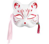 Amosfun Maschera Gatto Giapponese Leggera Con Nappe Maschera Cosplay Per Feste Accessorio Fotografico Design Decorativo 7.5X6.9 Pollici