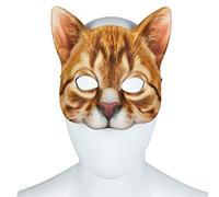 Amosfun Maschera Half Eyes Cosplay Viso Gatto Maschera divertente per Carnevale Halloween Banchetto (Arancione Cat Style)