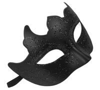 Amosfun Maschera Veneziana Mezzofaccia Nera in Plastica, Elegante Steampunk | Riusabile e Confortevole, Pittura Raffinata su Mezza Faccia, per Sfilate Moda e Carnevale