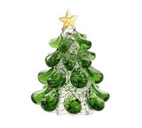 Amosfun Mini Albero Di Natale in Cristallo Verde Con Puntale a Stella Statuina Decorativa Da Tavolo in Vetro E Polvere Di Ceramica Centrotavola Natalizio Compatto Per Scrivania E Caminetto