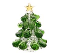 Amosfun Mini Albero di Natale in Cristallo Verde con Topper Stella Decorazione da Tavolo in Vetro e Polvere di Ceramica Soprammobile Natalizio Compatto per Scrivania e Mensola