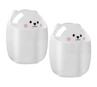 Amosfun Mini Pattumiera Da Tavolo Con Coperchio 2 Pezzi Cartone Animato Orso Pattumiera Da Tavolo Piccoli Cestini Bidone Della Spazzatura Secchiello Portaoggetti Da Banco