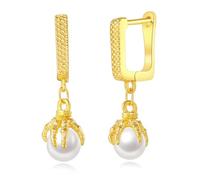 Amosfun Orecchini a Bottone per Uomo Artiglio di Drago in Lega e Perla Bianca, Borchie Piercing Hip Hop Unisex per Feste e Uso Quotidiano, Regalo Natale e Compleanno