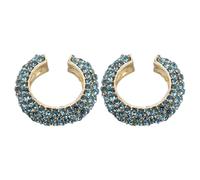 Amosfun Orecchini a Clip a Forma di C Strass da Donna, Set 2 Pezzi in Lega Blu, Polsino Earcuff Elegante per Feste e Uso Quotidiano