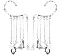 Amosfun Orecchini Clip Donna 2 Pezzi Stelle e Mezzaluna Leggeri in Lega Non Piercing Stile Unico per Natale e Bar