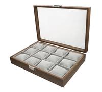 Amosfun Organizer per Gioielli in Legno con 12 Grandi Scomparti e 12 Cuscini Rimovibili, Custodia Elegante per Riporre Collane e Orologi, per Uso Personale e Arredamento Casa