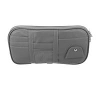 Amosfun Organizer per Visiera Parasole Auto Multifunzione in Pelle PU Grigio Custodia Portaoggetti con Clip Porta Occhiali da Sole Tasca per Carte e Porta Patente Accessorio