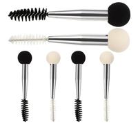 Amosfun Pennelli per Make-up Manico in Alluminio Doppia Testa Set 6 Pezzi Adatto Spugna in NBR Latex e Setole in Nailon per Sopracciglia e Ciglia la Maggior Parte dei Cosmetici