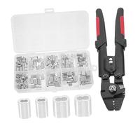 Amosfun Pinza Crimpatrice Cavo Inox con Impugnatura Antiscivolo e Meccanismo Autobloccante Professionale per Crimpare Fascette Alluminio per Funi Metalliche e per Kit con Anello per Uso