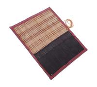Amosfun Porta Pennelli per Artista in Bamboo e Tela, Astuccio Arrotolabile Protettivo per Pennelli Acquerello e Calligrafia, Organizer Portatile Ampio Spazio per Strumenti Artistici