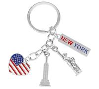 Amosfun Portachiavi americano dell'Indipendenza 4 Luglio Nazionale USA Portachiavi in metallo New York, Immagine 1, 10 x 3 x 0,5 cm