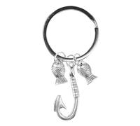 Amosfun Portachiavi Amo Da Pesca in Lega Argento Accessorio Pesca Mare Ideale Per Organizzare Chiavi Di Casa Auto E Zaino Regalo Festa Del Papà