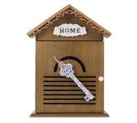 Amosfun Portachiavi da Parete in Legno a Forma di Casa Rustica, Scatola Portachiavi Vintage da Ingresso con Ganci, Organizer Decorativo in Legno per Ingresso, Corridoio e Soggiorno