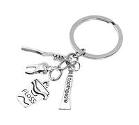 Amosfun Portachiavi Dentista Creativo in Lega Di Zinco Argento Ciondolo Spazzolino E Dentifricio Per Igienista Orale E Studio Odontoiatrico Accessorio Pratico E Originale 2.83X1.14X0.12 Pollici