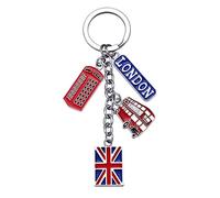 Amosfun Portachiavi Souvenir Londra, Tema Britannico, Metallo Resistente, Accessorio Per Borse E Chiavi, 12x3.5x0.5 Cm